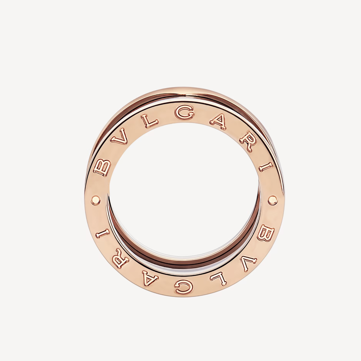 [Perla Lux]ZERO 1 FOUR-BAND LOOPS AND BLACK CERAMIC SPIRAL PINK GOLD RING