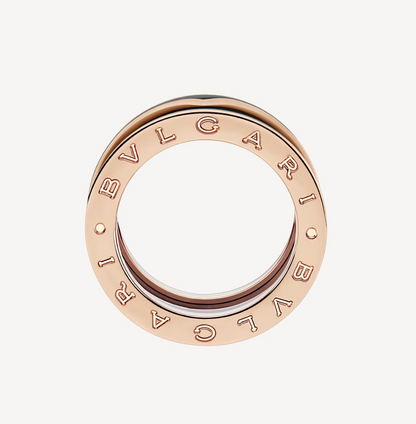 [Perla Lux]ZERO 1 TWO-BAND WITH MATTE BLACK CERAMIC PINK GOLD RING