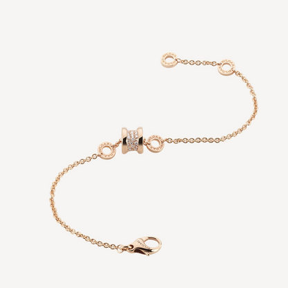 [Perla Lux]ZERO 1 SOFT PINK GOLD WITH PAVED DIAMONDS ON THE SPIRAL BRACELET