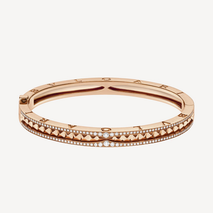 [Perla Lux]ZERO 1 SPIRAL AND PAVED DIAMOND PINK GOLD BRACELET