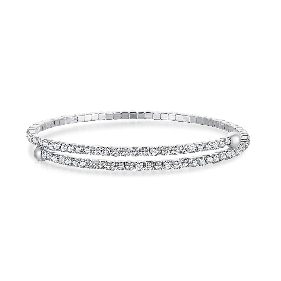 [Perla Lux]Row of Diamonds Round Fashion Bracelet