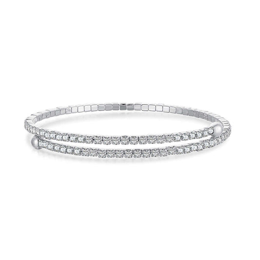 [Perla Lux]Row of Diamonds Round Fashion Bracelet