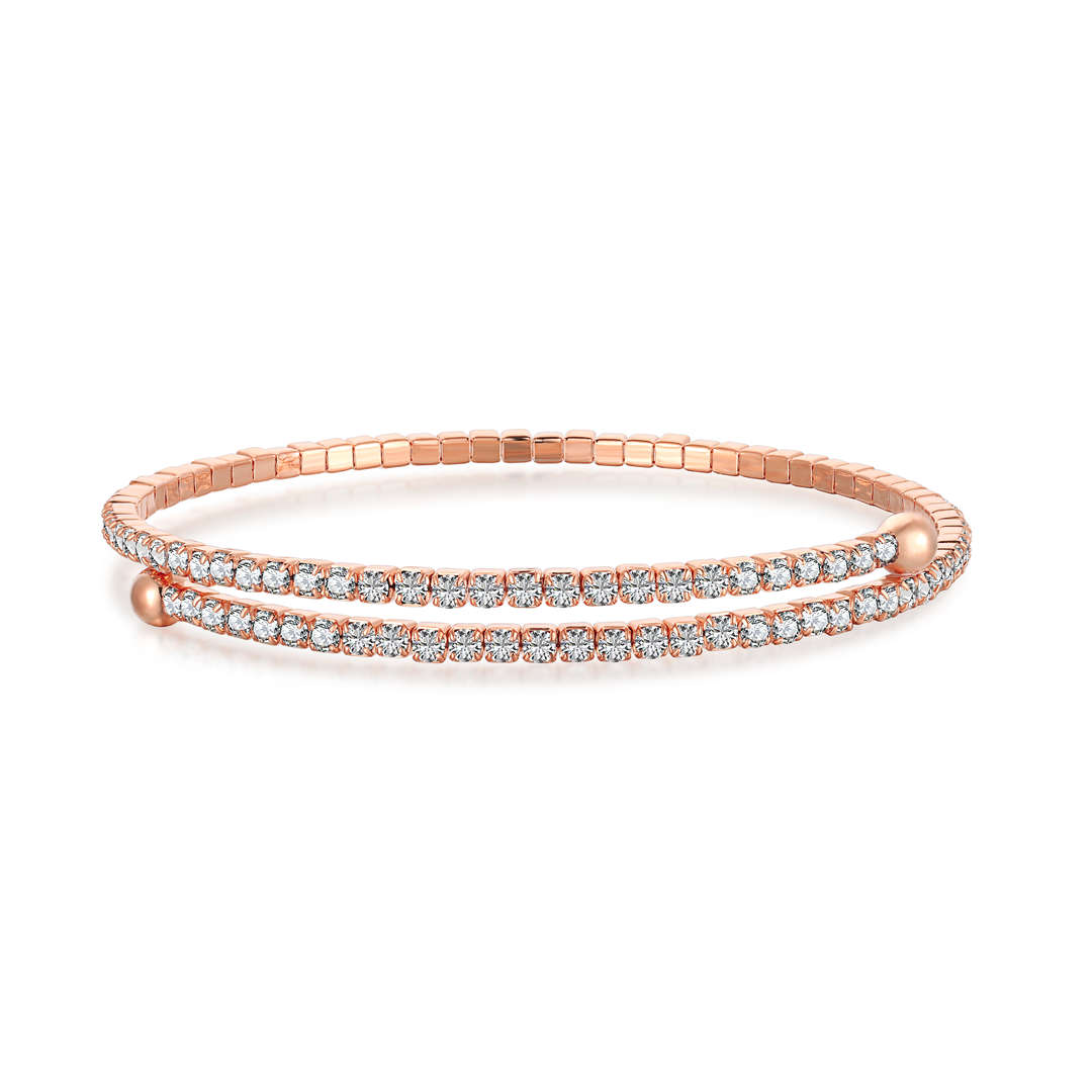 [Perla Lux]Row of Diamonds Round Fashion Bracelet