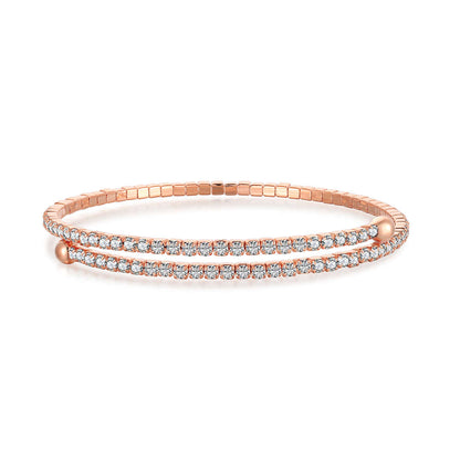 [Perla Lux]Row of Diamonds Round Fashion Bracelet