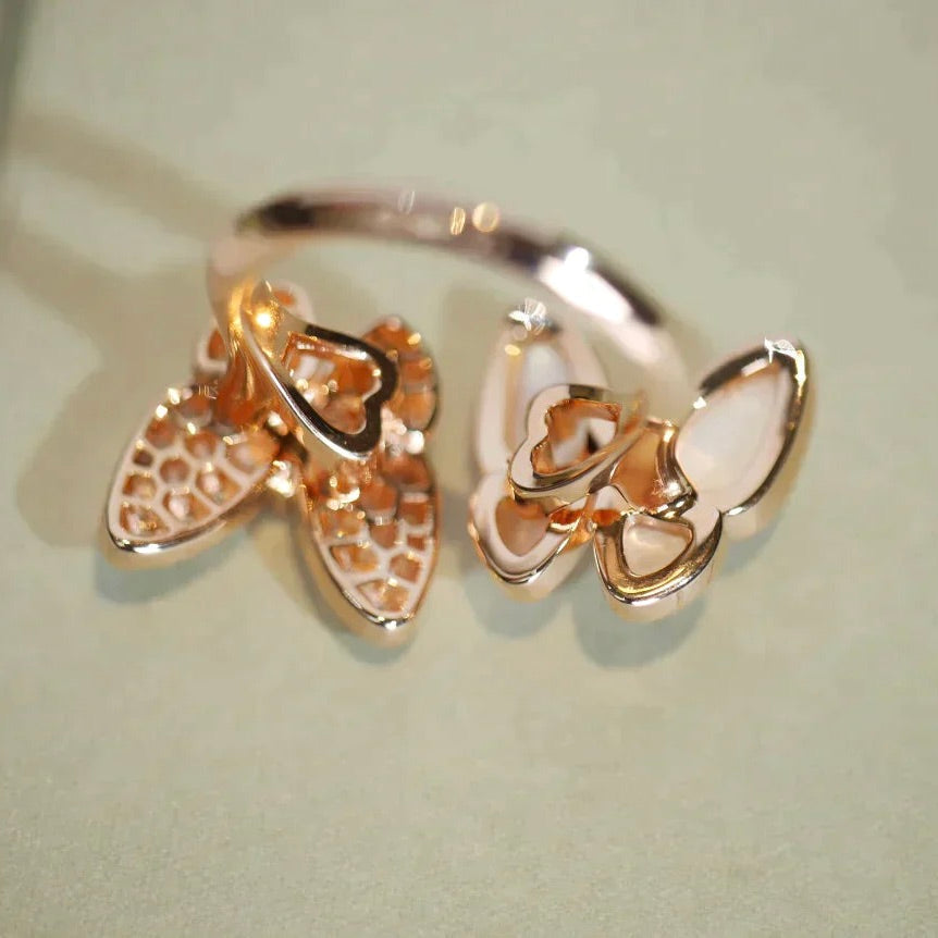[Perla Lux]TWIN BUTTERFLY DIAMOND MOP RING