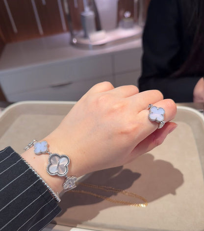 [Perla Lux]CLOVER RIVERSIBLE PURPLE CHALCEDONY RING