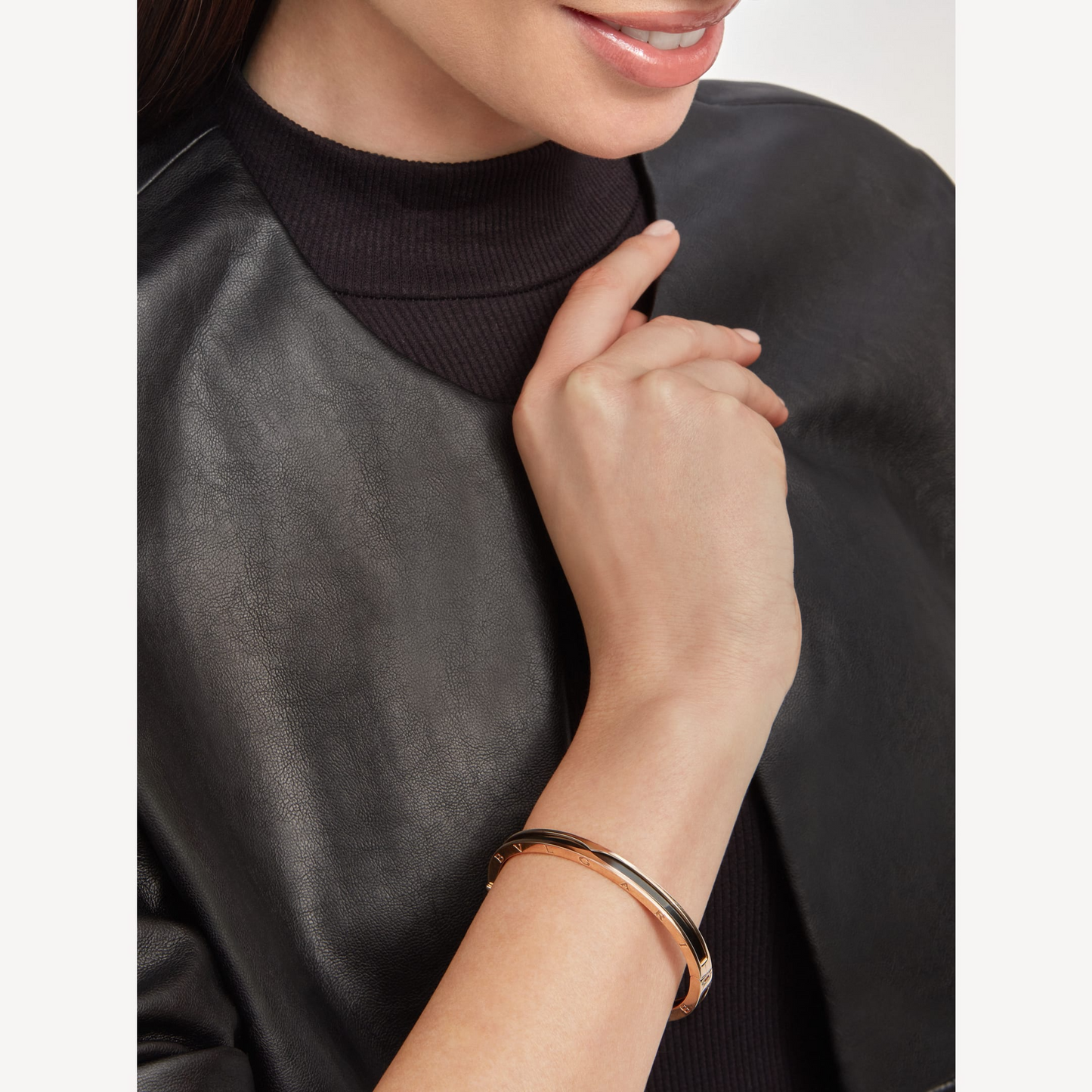 [Perla Lux]ZERO 1 PINK GOLD WITH BLACK CERAMIC BRACELET