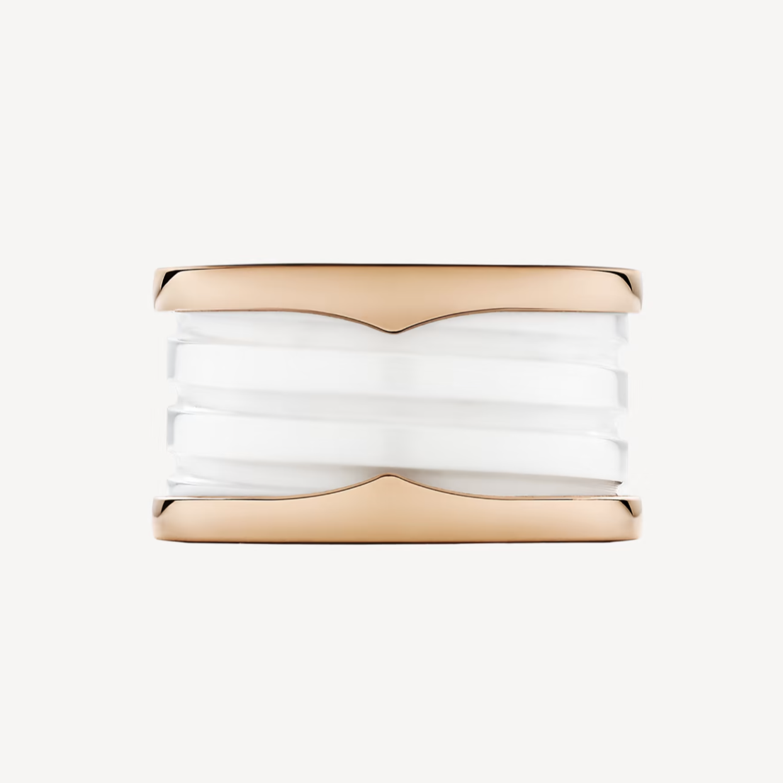 [Perla Lux]ZERO 1 FOUR-BAND LOOPS AND WHITE CERAMIC SPIRAL PINK GOLD RING