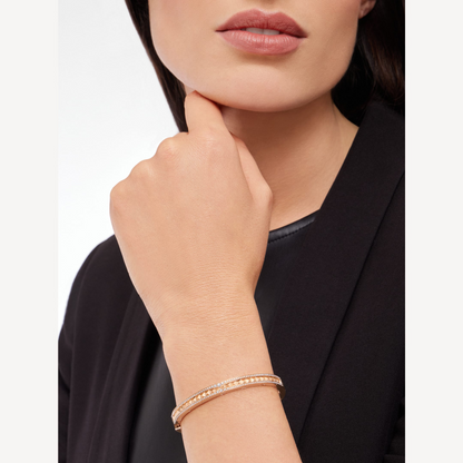 [Perla Lux]ZERO 1 SPIRAL AND PAVED DIAMOND PINK GOLD BRACELET