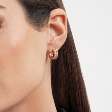 [Perla Lux]ZERO 1 ROCK GOLD EARRINGS WITH STUDDED SPIRAL AND PAVED DIAMONDS