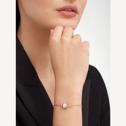 [Perla Lux]ZERO 1 SOFT PINK GOLD AND WHITE CERAMIC BRACELET