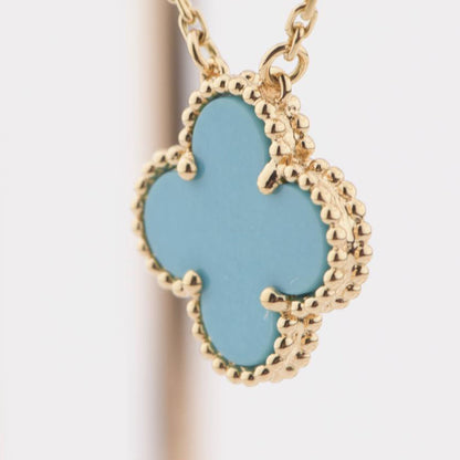 [Perla Lux]CLOVER 15MM VINTAGE TURQUOISE NECKLACE