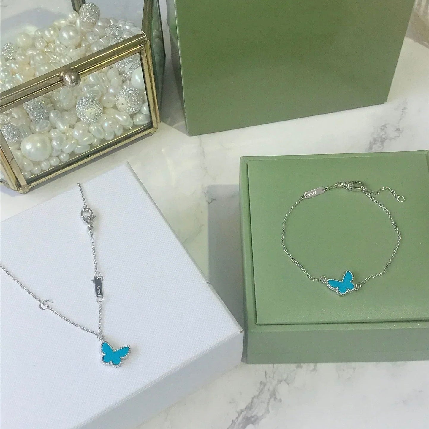 [Perla Lux]BUTTERFLY TURQUOISE BUTTERFLY BRACELET SILVER