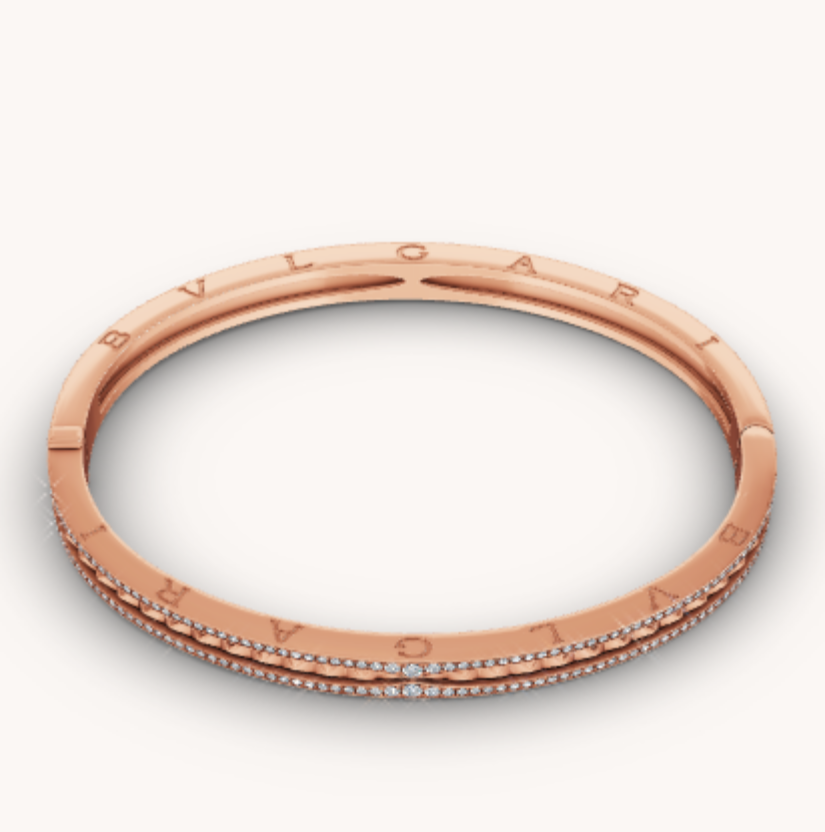 [Perla Lux]ZERO 1 SPIRAL AND PAVED DIAMOND PINK GOLD BRACELET