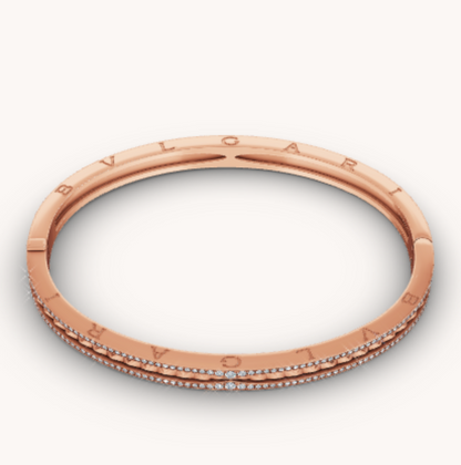 [Perla Lux]ZERO 1 SPIRAL AND PAVED DIAMOND PINK GOLD BRACELET