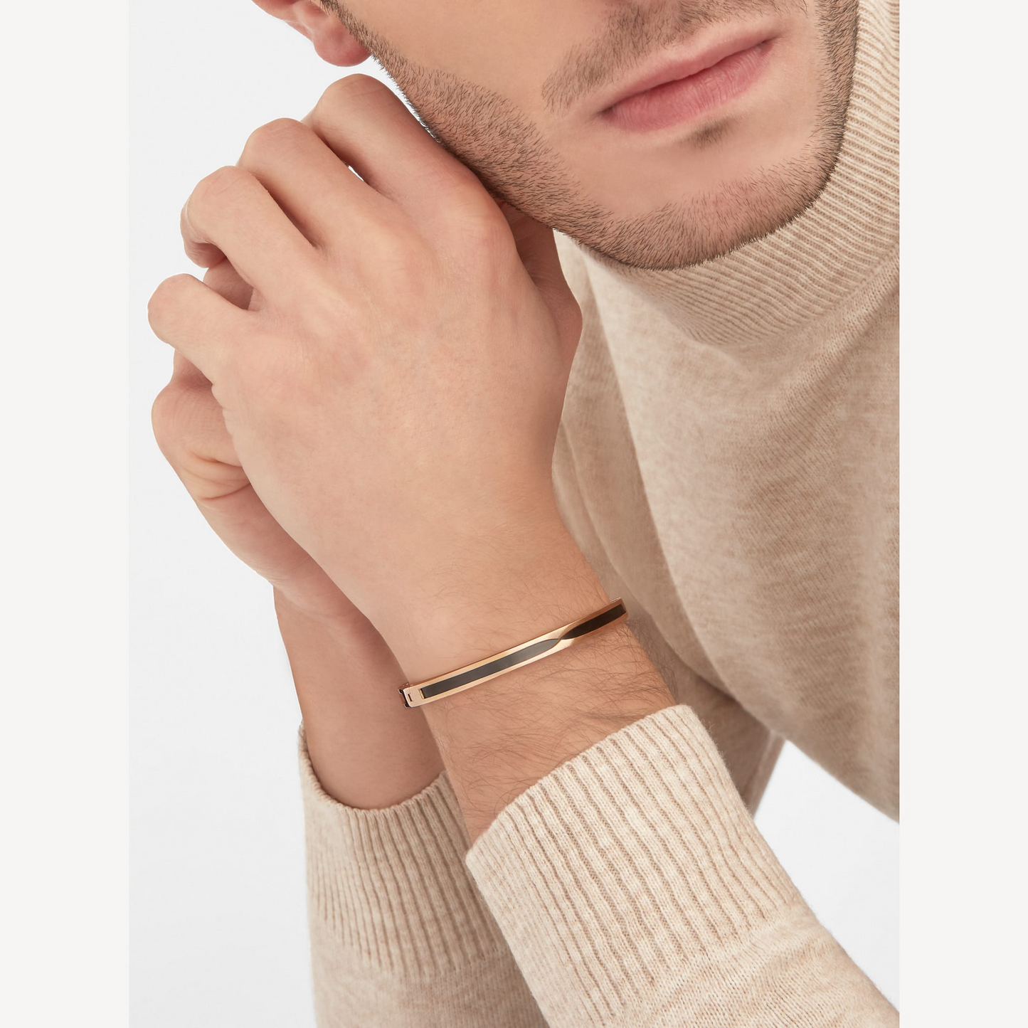 [Perla Lux]ZERO 1 PINK GOLD WITH BLACK CERAMIC BRACELET