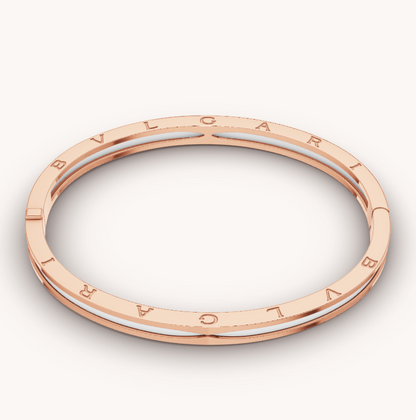 [Perla Lux]ZERO 1 PINK GOLD WITH WHITE CERAMIC BRACELET