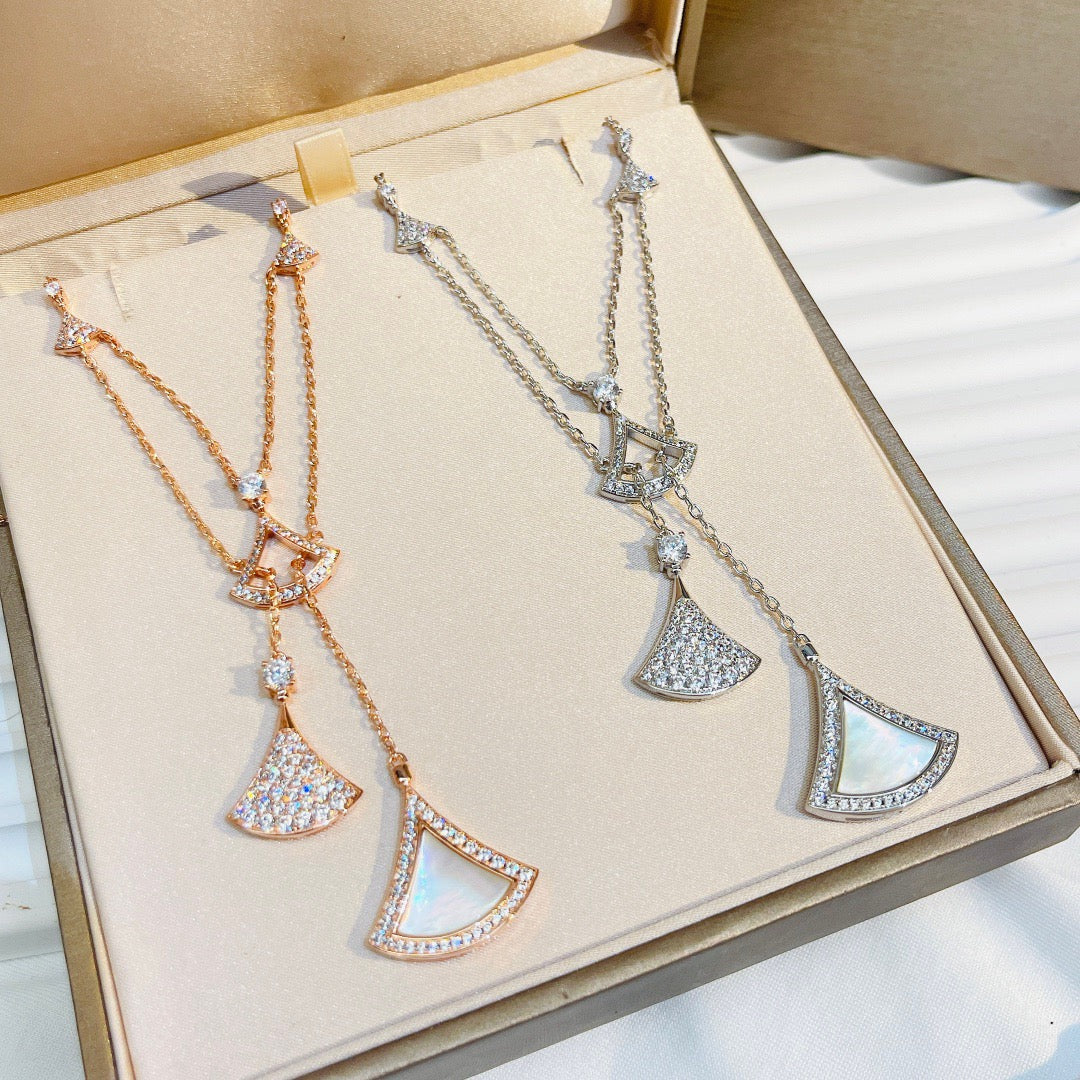 [Perla Lux]DREAM NECKLACE WHITE MOP FULL DIAMOND