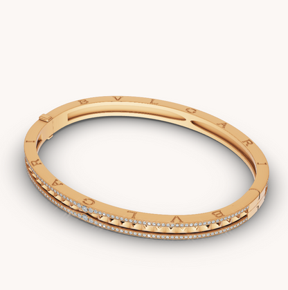[Perla Lux]ZERO 1 SPIRAL AND PAVED DIAMOND GOLD BRACELET