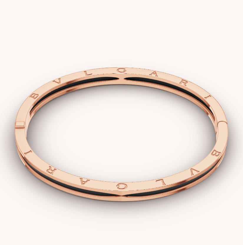 [Perla Lux]ZERO 1 PINK GOLD WITH BLACK CERAMIC BRACELET