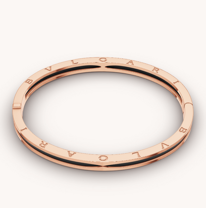[Perla Lux]ZERO 1 PINK GOLD WITH BLACK CERAMIC BRACELET