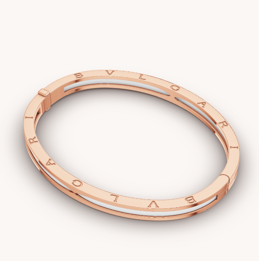 [Perla Lux]ZERO 1 PINK GOLD WITH WHITE CERAMIC BRACELET