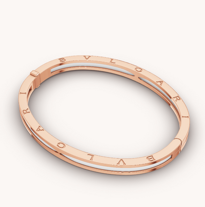 [Perla Lux]ZERO 1 PINK GOLD WITH WHITE CERAMIC BRACELET