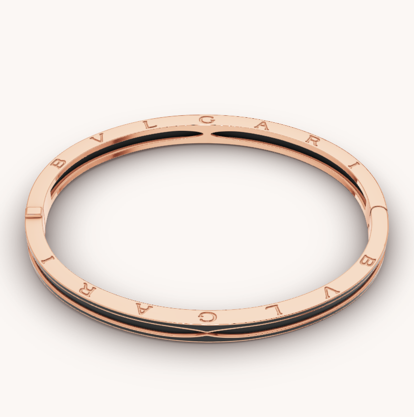 [Perla Lux]ZERO 1 PINK GOLD WITH MATTE BLACK CERAMIC BRACELET