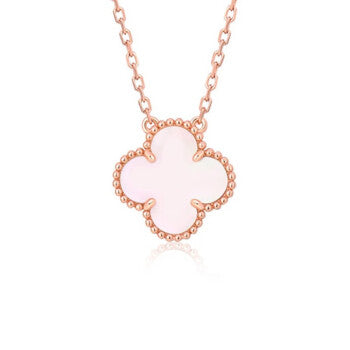 [Perla Lux]CLOVER 15MM PINK MOTHER-OF-PEARL SINGLE FLOWER NECKLACE