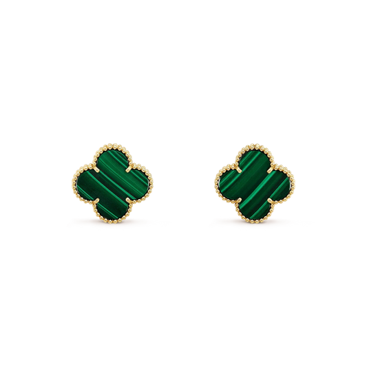 [Perla Lux]CLOVER MINI 9.5MM MALACHITE  EARRINGS