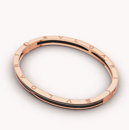 [Perla Lux]ZERO 1 PINK GOLD WITH MATTE BLACK CERAMIC BRACELET