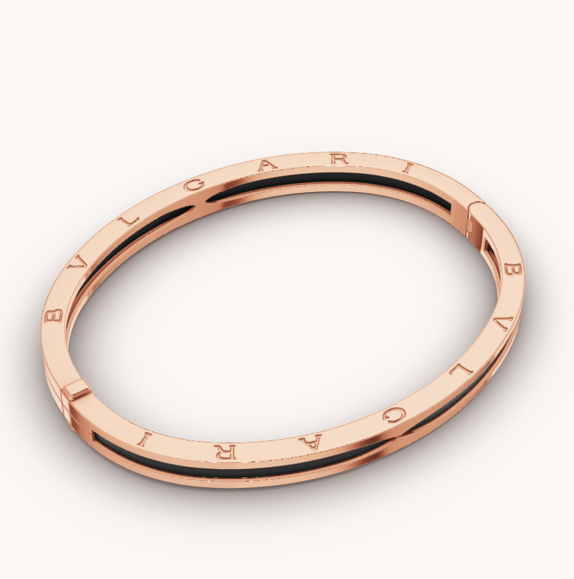 [Perla Lux]ZERO 1 PINK GOLD WITH BLACK CERAMIC BRACELET