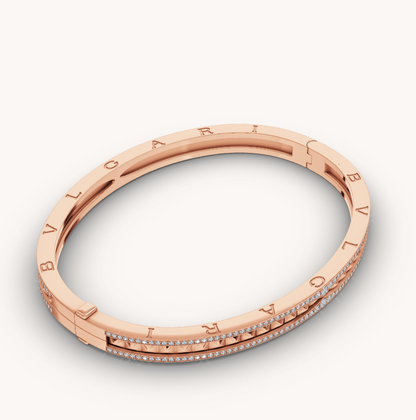 [Perla Lux]ZERO 1 SPIRAL AND PAVED DIAMOND PINK GOLD BRACELET