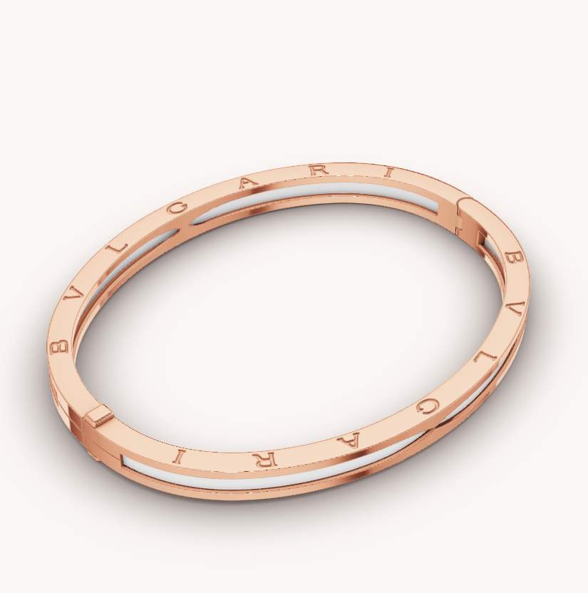 [Perla Lux]ZERO 1 PINK GOLD WITH WHITE CERAMIC BRACELET