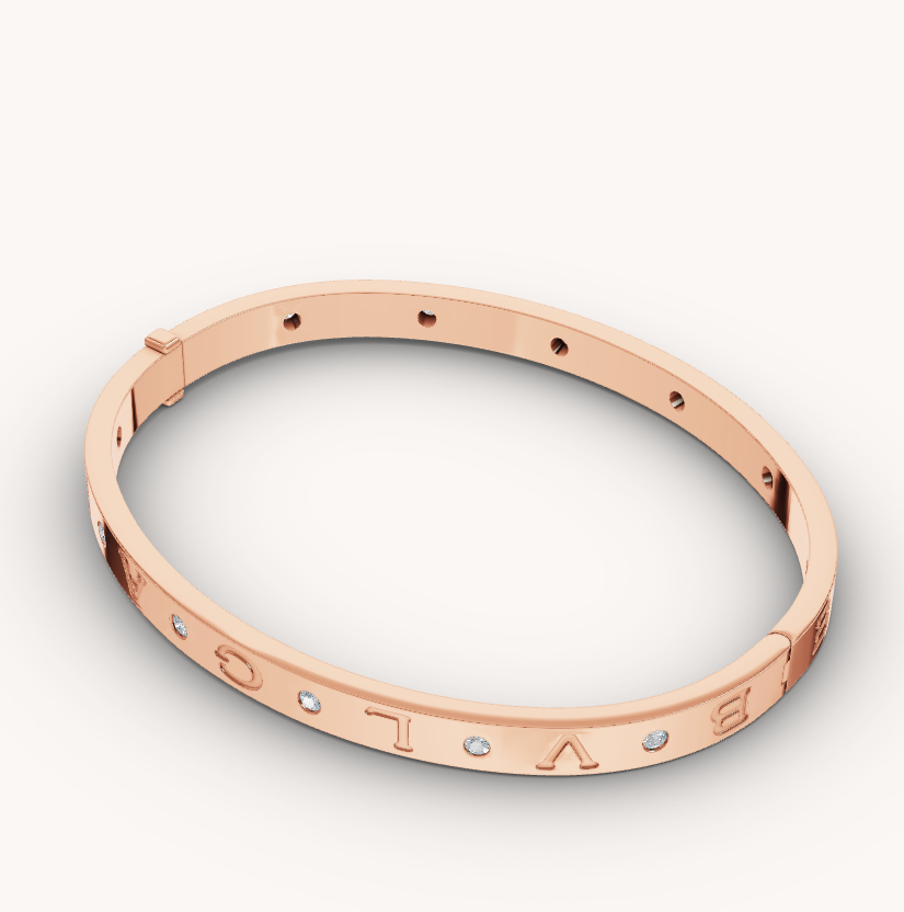 [Perla Lux]ZERO 1 PINK GOLD 12 DIAMONDS BRACELET