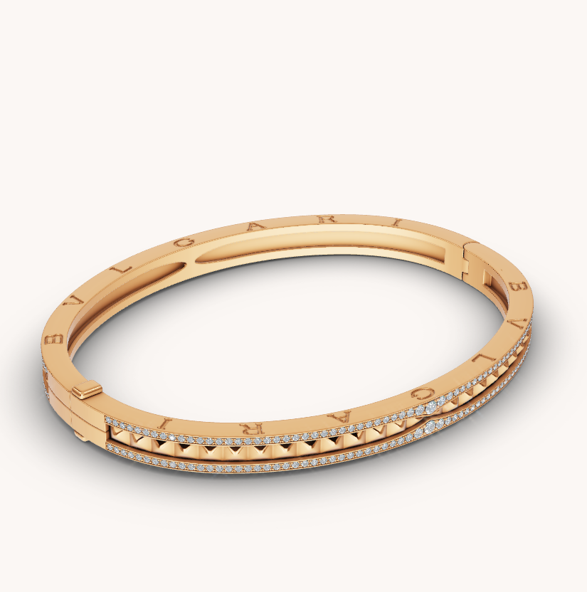 [Perla Lux]ZERO 1 SPIRAL AND PAVED DIAMOND GOLD BRACELET