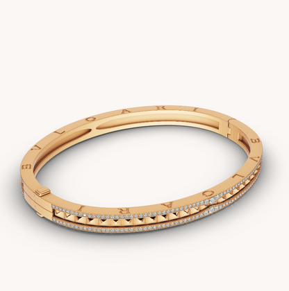[Perla Lux]ZERO 1 SPIRAL AND PAVED DIAMOND GOLD BRACELET