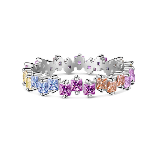 [Perla Lux]Mixed Colorful Square Staggered Rings