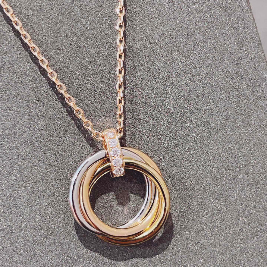 [Perla Lux]TRINITY NECKLACE GOLD  DIAMONDS