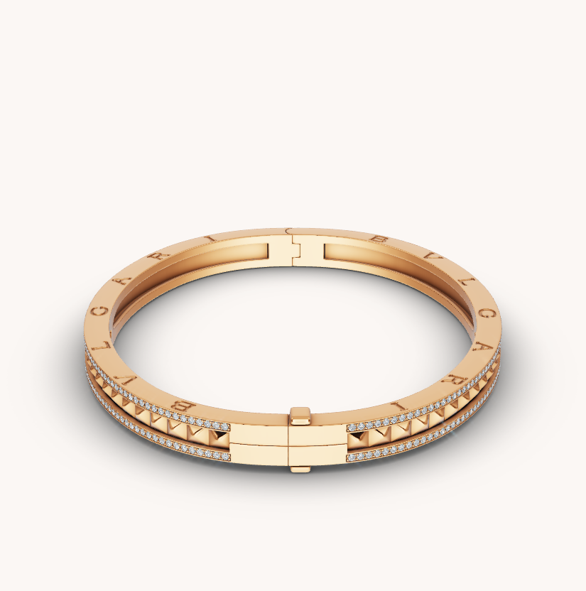 [Perla Lux]ZERO 1 SPIRAL AND PAVED DIAMOND GOLD BRACELET