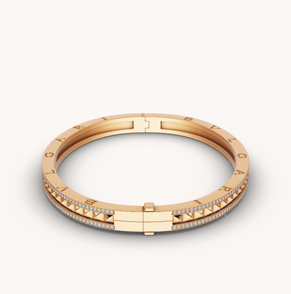 [Perla Lux]ZERO 1 SPIRAL AND PAVED DIAMOND GOLD BRACELET