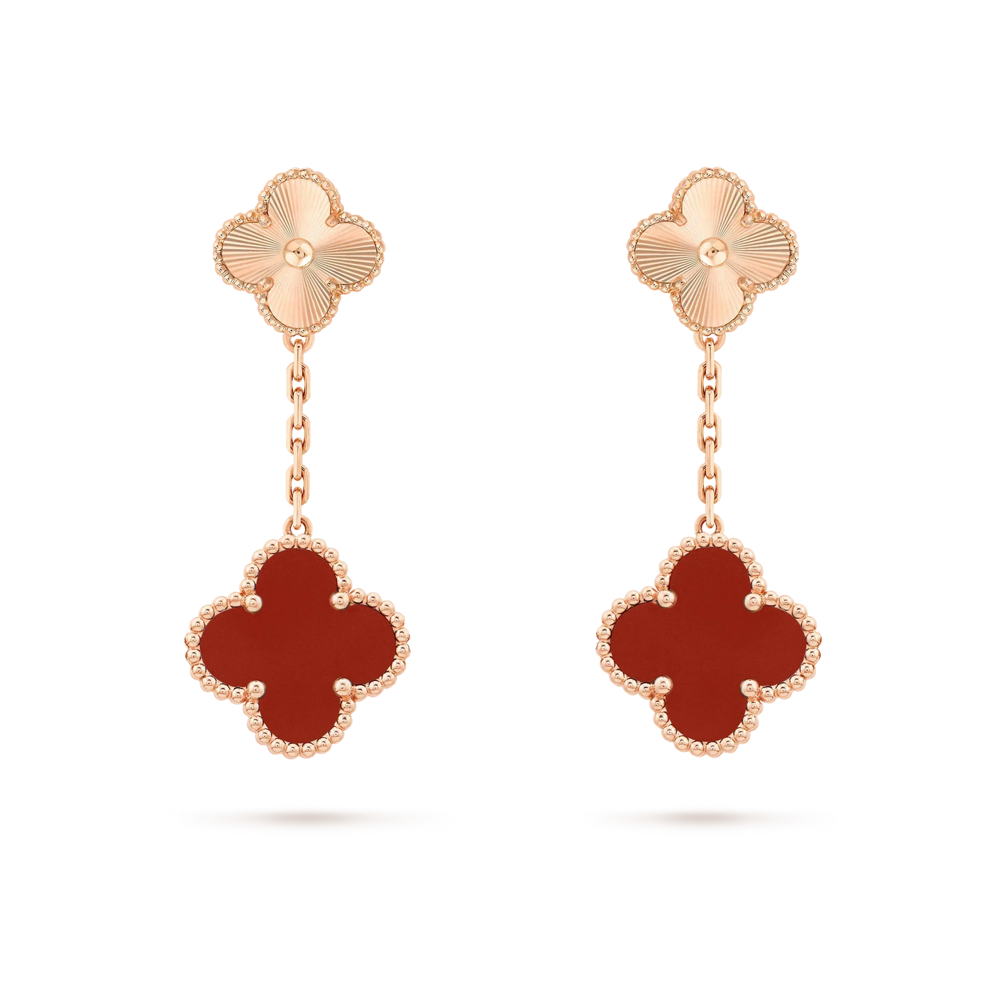 [Perla Lux]CLOVER 2 MOTIF  LASER CARNELIAN EARRINGS