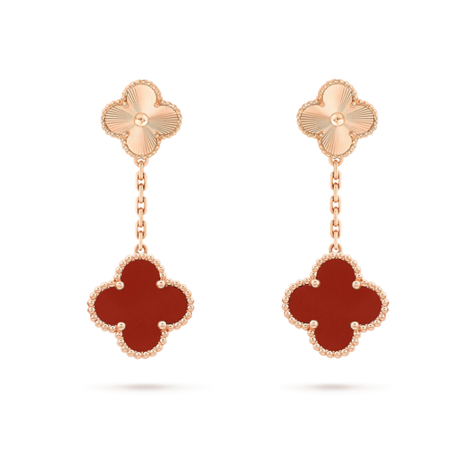 [Perla Lux]CLOVER 2 MOTIF  LASER CARNELIAN EARRINGS