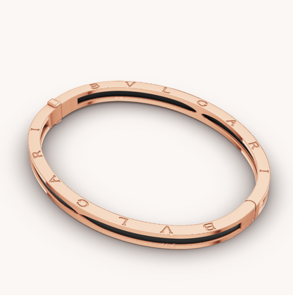 [Perla Lux]ZERO 1 PINK GOLD WITH BLACK CERAMIC BRACELET