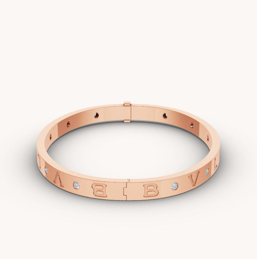 [Perla Lux]ZERO 1 PINK GOLD 12 DIAMONDS BRACELET
