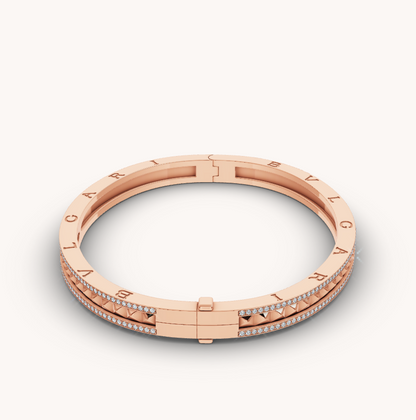 [Perla Lux]ZERO 1 SPIRAL AND PAVED DIAMOND PINK GOLD BRACELET