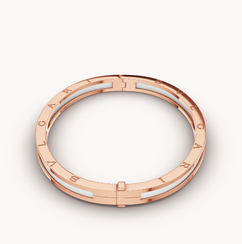 [Perla Lux]ZERO 1 PINK GOLD WITH WHITE CERAMIC BRACELET