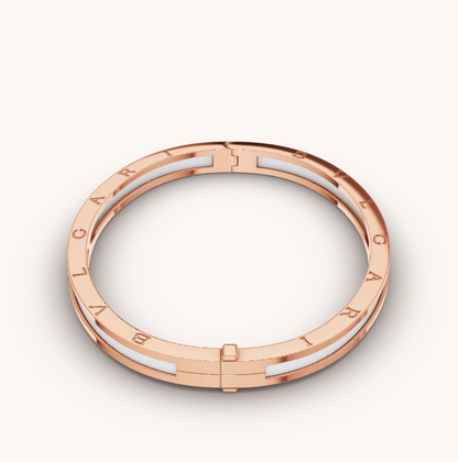 [Perla Lux]ZERO 1 PINK GOLD WITH WHITE CERAMIC BRACELET