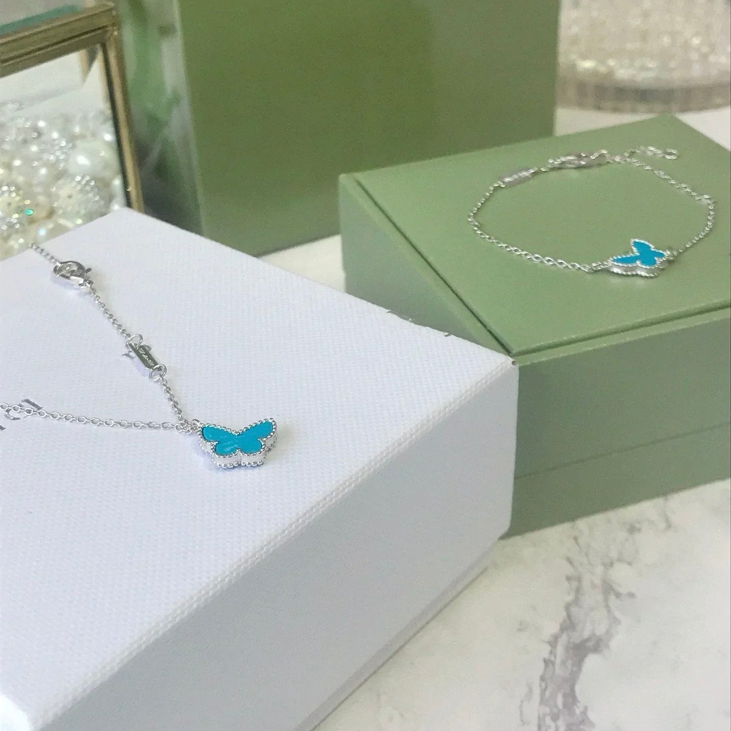 [Perla Lux]BUTTERFLY TURQUOISE BUTTERFLY BRACELET SILVER