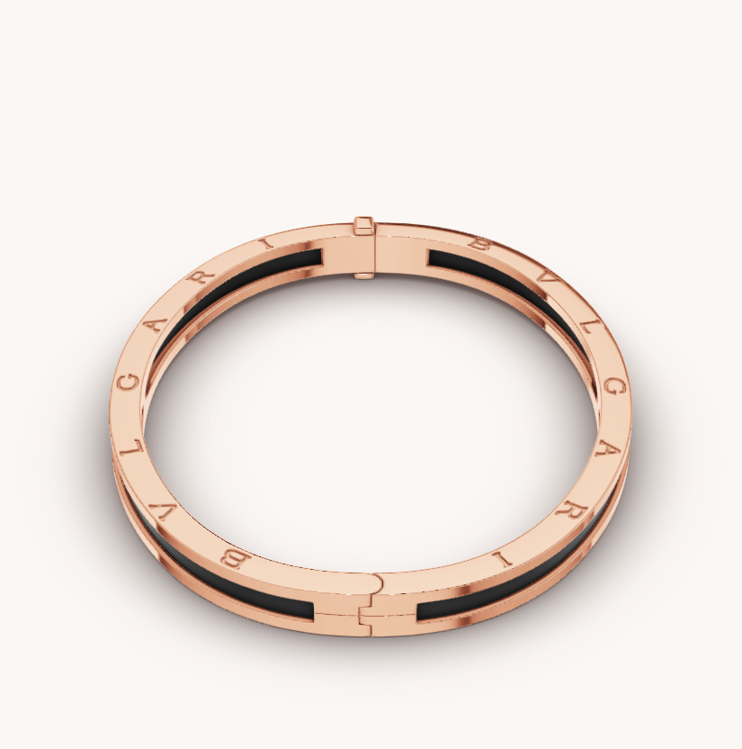 [Perla Lux]ZERO 1 PINK GOLD WITH BLACK CERAMIC BRACELET